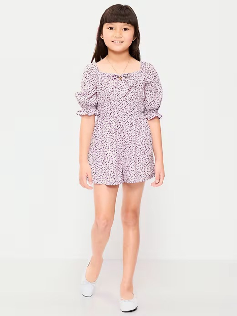Old Navy Lavender Floral Smocked Romper